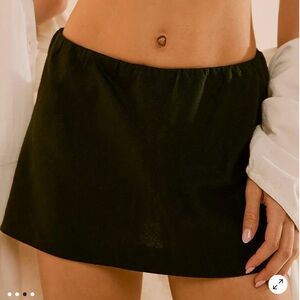 Free People Black Mini Cotton Linen Skort
